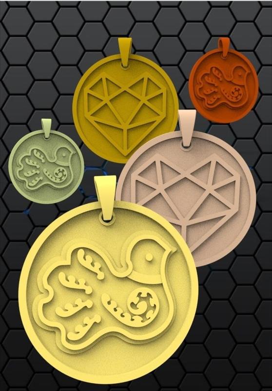 Paradise Bird - Double-Sided Pendant STL (35mm) Paradise Bird - Double-Sided Pendant STL (35mm)