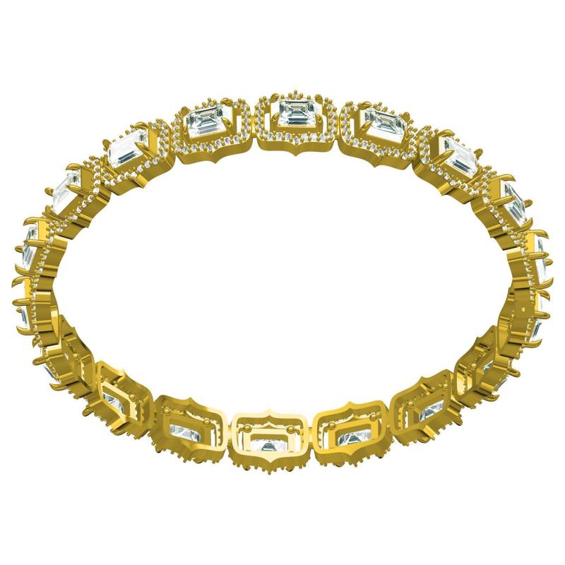 Emerald and Round Diamond Tennis Bracelet