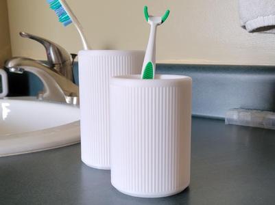 Two cups with ribbed finish