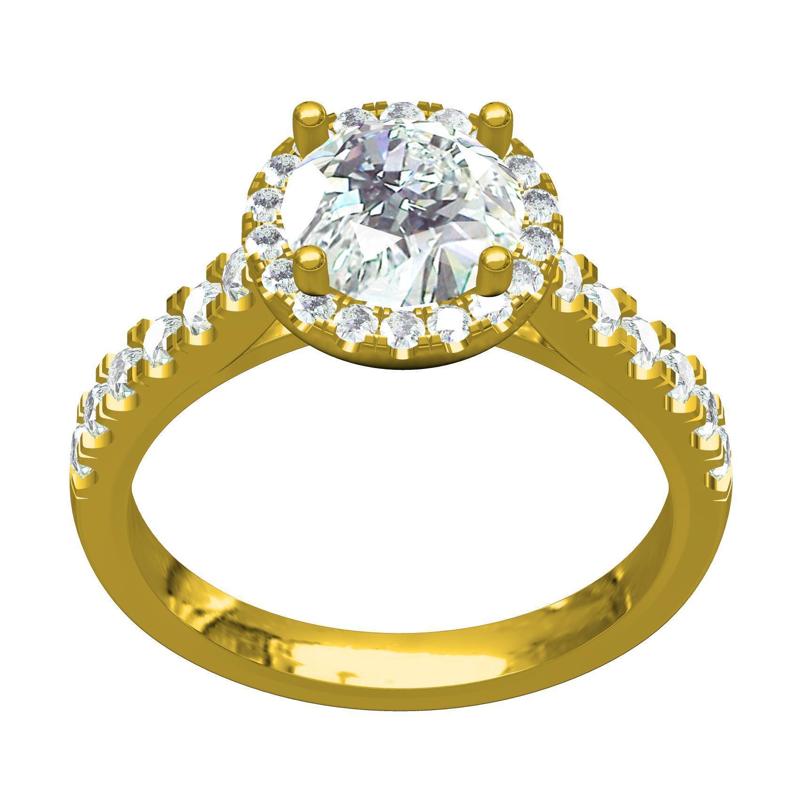 Round Diamond Halo Micro Prong Set Cathedral Engagement Ring