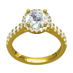 Round Diamond Halo Micro Prong Set Cathedral Engagement Ring