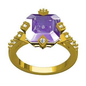 Octagon Stone Cathedral Style Engagement Ring