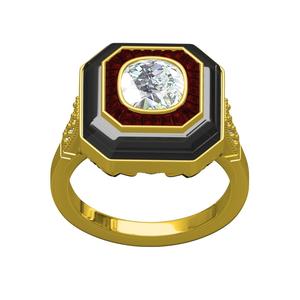 Ruby and Onyx Diamond Art Deco Engagement Ring