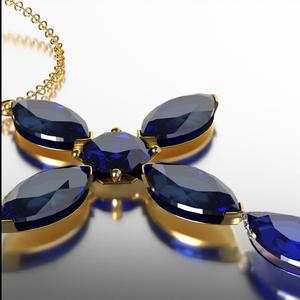 BLUE SAPPHIRE CROSS NECKLACE PENDANT