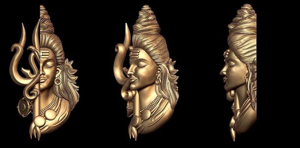 Half Trishul Half Shiva Pendant