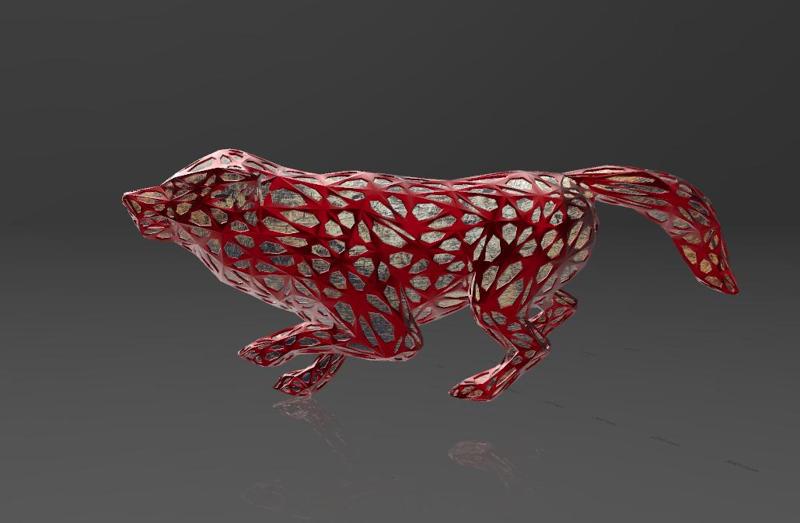 The Wolf on the Attack - Voronoi Style - Spider Web - LowPoly - Perfect Design - Easy Print - Decor