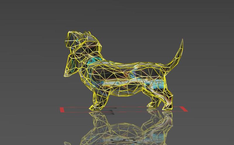 Base Basset Hound - Low Voronoi Style - Single Spider Web - LowPoly - Perfect Design - Easy Print - Decor