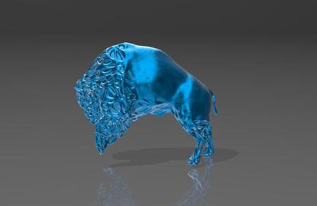 King of the Prairie Bison - Voronoi Style, Spider Web and LowPoly Mixture Model