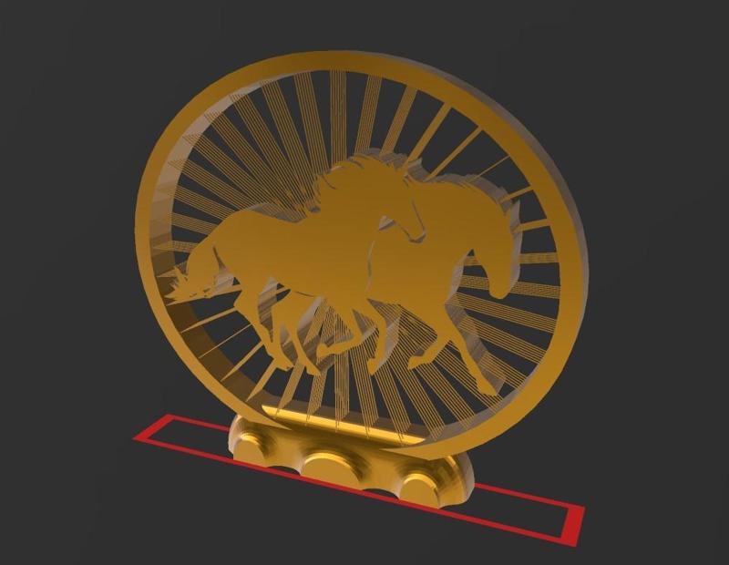 Double Horse 2 - Suspended - 2D- Thread Art STL