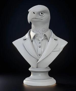 Hawk Head Bust 3D Model - STL Printable Bird of Prey Sculpture