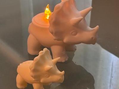 Baby Triceratops and Mommy Tea Lamp