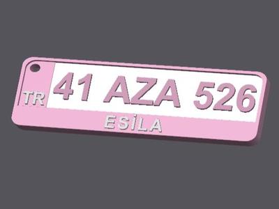 Car Plate Keychain Pink (Türkiye)