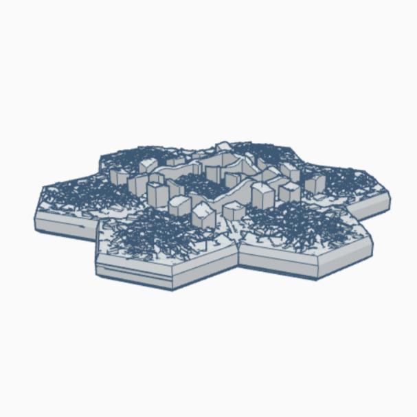 Sci-Fi Destroyed Building 20 with Hex Base SFDHB020