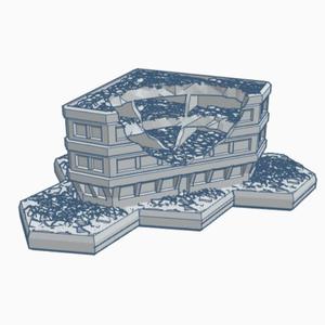Sci-Fi Ruined Building with Hex Base SFRHB030
