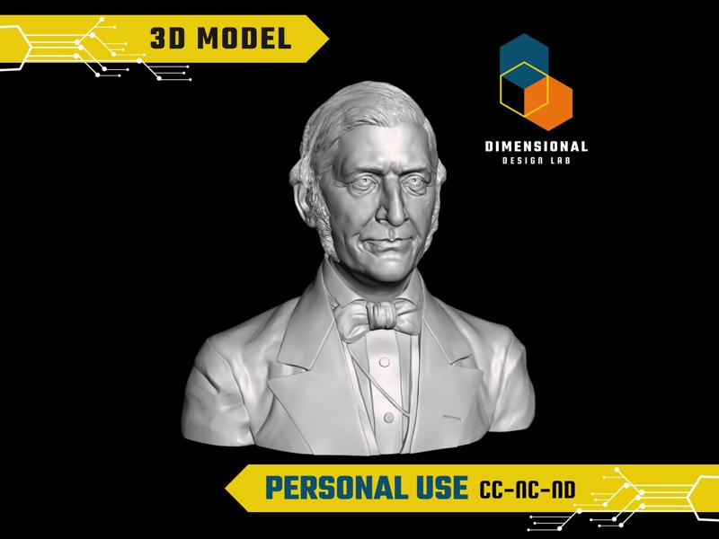 Ralph Waldo Emerson - High-Quality STL File for 3D Printing (PERSONAL USE)