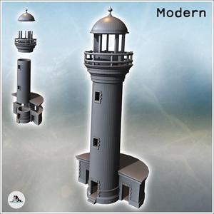 Seaside lighthouse with semicircular annex building and arrow on the roof (12) - Modern WW2 WW1 World War Diaroma Wargaming RPG Mini Hobby