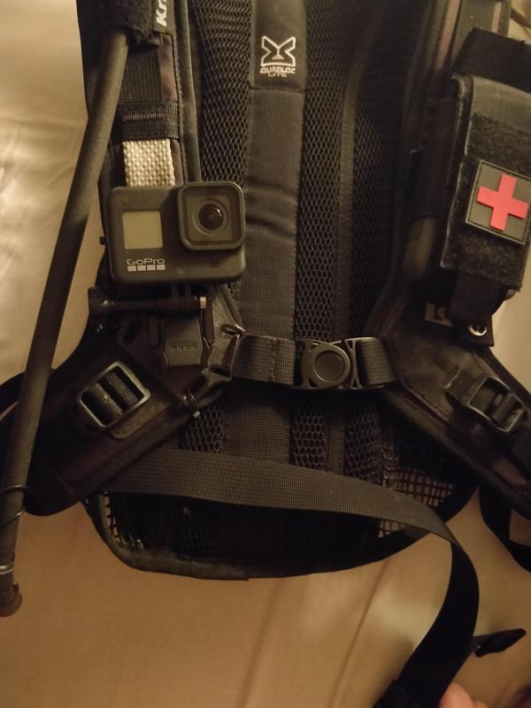 Kriega Hydro pack gopro harness mount