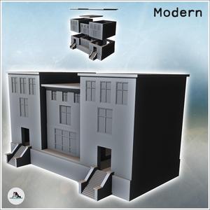 Modern Headquarters Building with Flat Roof (Arnhem, The Netherlands) - Modern WW2 WW1 World War Diaroma Wargaming RPG Mini Hobby