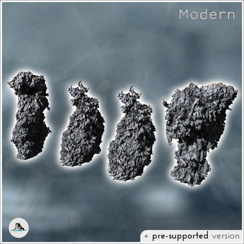 Set four explosions with smoke plume (6) - Modern WW2 WW1 World War Diaroma Wargaming RPG Mini Hobby