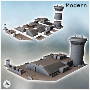 Airport control tower with radars and large storage warehouse with gates (5) - Cold Era Modern Warfare Conflict World War 3 RPG  Post-apo WW3 WWIII