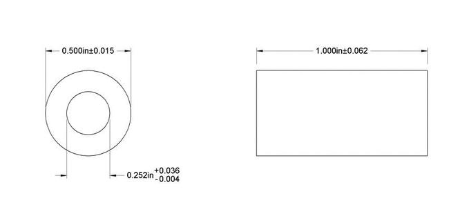 1 INCH UNTHREADED SPACER FOR 1/4" BOLTS