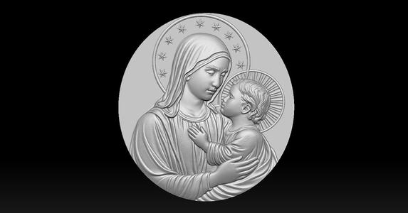 Mary with Baby Jesus Pendant 3D print model