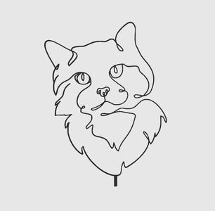 One stroke silhouette cat