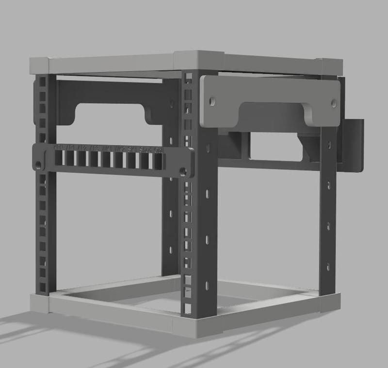 Mini Rack - Patchpanel with nameing "shield"