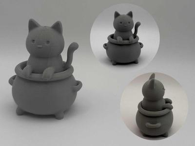 Cauldron Cat – Halloween Figurine