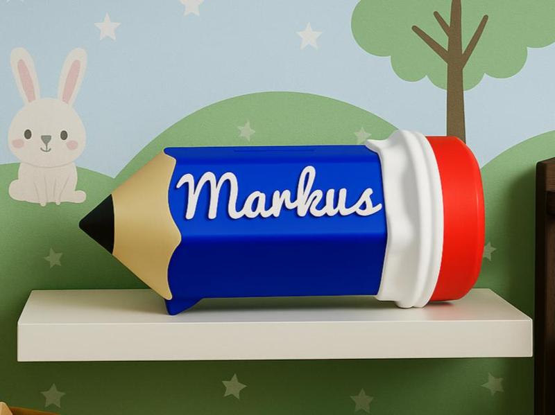 Personalized pencil piggy bank back to school gift