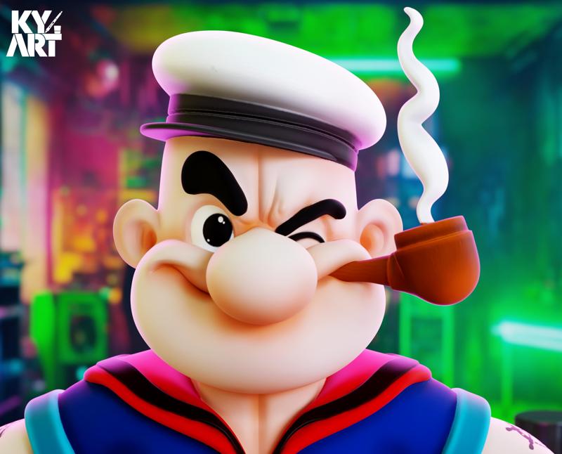 Popeye the Sailor – Stylized 3D Printable Figure (STL File)
