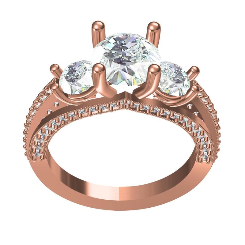 Triple Stone Solitaire Engagement Ring for Women