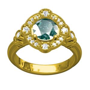 Round Emerald Diamond Engagement Ring