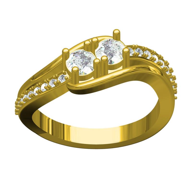 Two Stone Bypass Ring for Women