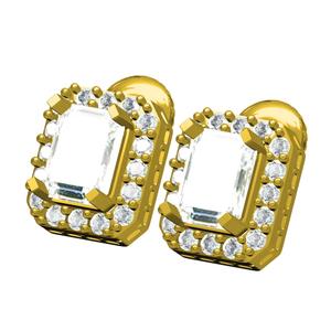 Emerald Shape Halo Earring