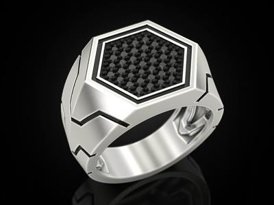 Hexagonal ring with stones