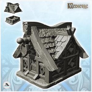 Medieval store with front sign and exposed framework (7) - Medieval Fantasy Magic Feudal Old Archaic Saga 28mm 15mm