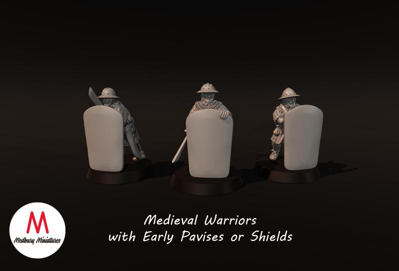 Medieval Warriors With Early Pavises or Shields