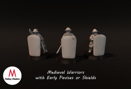 Medieval Warriors With Early Pavises or Shields