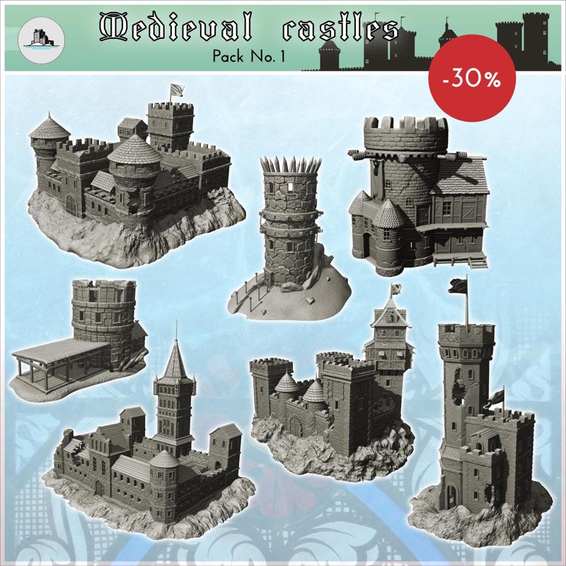 Medieval castles pack No. 1 - Medieval Gothic Feudal Old Archaic Saga 28mm 15mm
