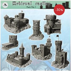 Medieval castles pack No. 1 - Medieval Gothic Feudal Old Archaic Saga 28mm 15mm