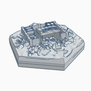 Modern Ruined Small Warehouse Hex Map Scale HMSMR028
