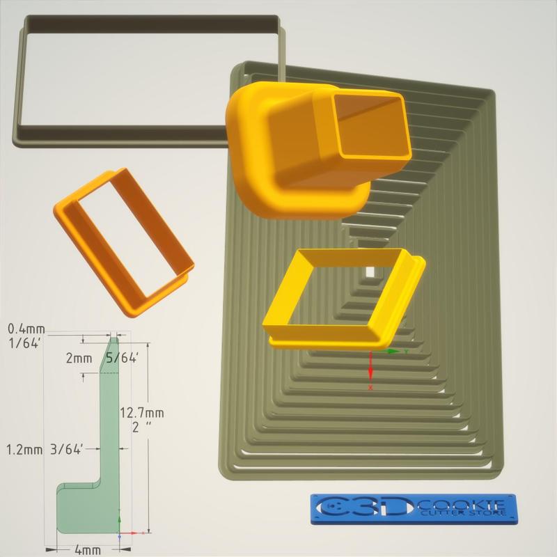 Rectangle Сookie Сutter From Mini to Large. Ratio 2 to 3.
