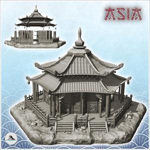 Asian temple with double staircase topped by a spire (37) - Asia Terrain Clash of Katanas Tabletop RPG terrain China Korea