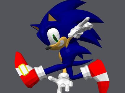 Retro Low Poly Sonic The Hedgehog Adventure Pose 