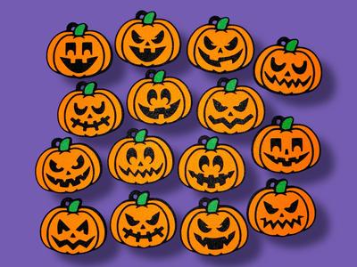 Halloween Jack-o’-Lantern Faces – Keychain & Charm Set