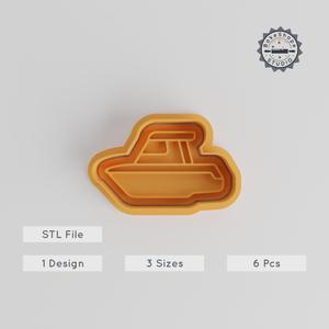 Speed Boat Shape Cutter & Stamp Set, Perfect for Cookies & Fondant, 3 Sizes, 6 Pieces, Transportation, Racing, Boating Theme PRODUCT_3269