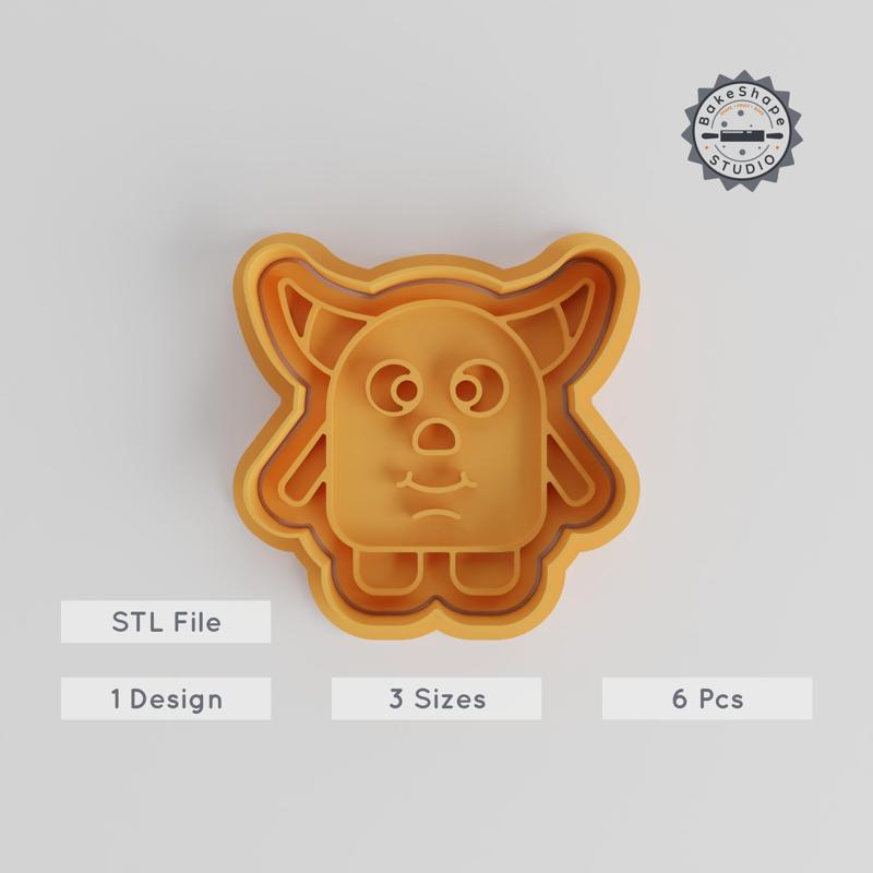 Horned Happy Monster Cookie Cutter Stamp Set, Cartoon Character, 3 Sizes, 6 Pieces, Perfect for Cookies or Fondant PRODUCT_3020