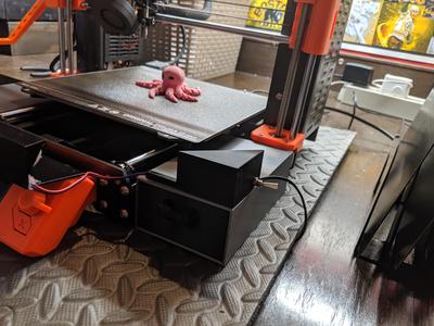 LED light hoods for Prusa printers with side drawers.