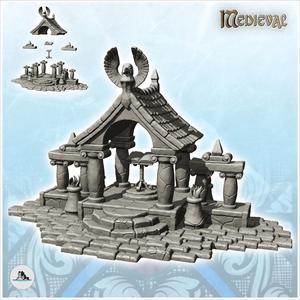 Altar with stone columns with braziers and eagle symbol (2) - Medieval Gothic Feudal Old Archaic Saga 28mm 15mm